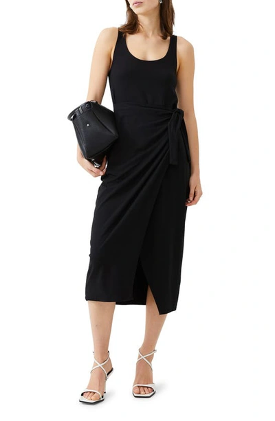 French Connection Zena Jersey Faux Wrap Midi Dress In Black