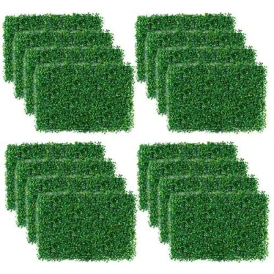 Fresh Fab Finds 12pcs 23.6x15.75in Artificial Boxwood Topiary Hedge Plant Grass Backdrop Fence Privacy Screen Grass  In Green