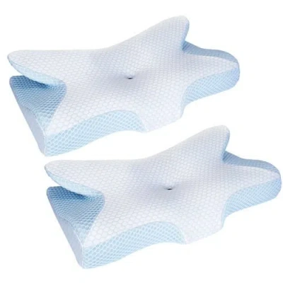Fresh Fab Finds 2pcs Memory Foam Pillow Neck Support Pillow For Pain Relief Sleeping Ergonomic Contour Orthopedic Su