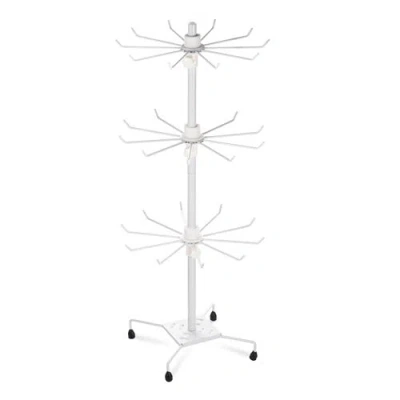 Fresh Fab Finds 3-tier Metal Jewelry Rack 30-hook Necklaces Bracelets Display Stand Organizer Spinning Tower Holder In White