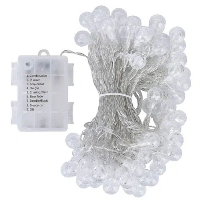 Fresh Fab Finds 32.8feet Globe String Lights Battery Powered Waterproof Decorative Fairy Lamp With 8 Lighting Modes  In White