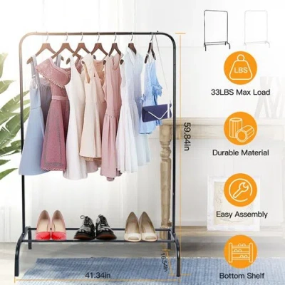 Fresh Fab Finds 33lbs Loading Garment Racks Freestanding Clothing Racks Clothes Rack Stands Organizer With Bottom Sh In Black