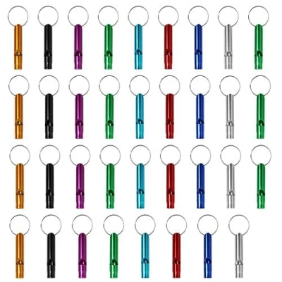 Fresh Fab Finds 35pcs Emergency Whistles Extra Loud Aluminum Alloy Whistle With Key Chain Ring For Camping Hiking Hu In Multi