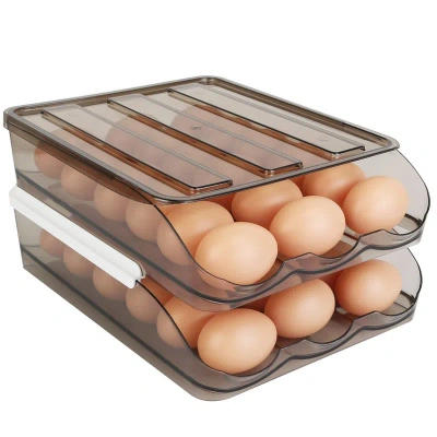 Fresh Fab Finds 36-egg Double Layer Automatic Rolling Egg Container Holder With Lid, Refrigerator Egg Storage Box Or In Multi