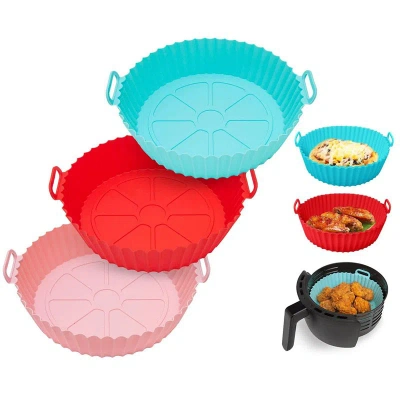 Fresh Fab Finds 3pcs Foldable Air Fryer Silicone Pot 464°f Heat Resistant Round Replacement For Parchment Liners, 3 In Multi