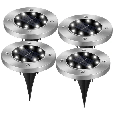 Fresh Fab Finds 4pcs Solar Powered Ground Light Outdoor Ip65 Waterproof Buried In-ground Lamp Decorative Path Deck L In Gray