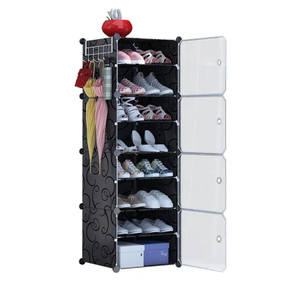 Fresh Fab Finds 8-tier Shoe Rack Organizer Stackable Free Standing Shoe Storage Shelf Plastic Shoe Cabinet Tower In Gray