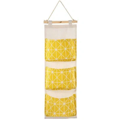 Fresh Fab Finds Wall Mounted Storage Bag Door Closet Hanging Storage Bag Organizer Waterproof 3 Pockets Pouch In Yellow