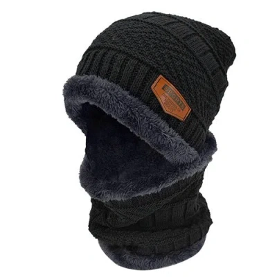 Fresh Fab Finds Winter Beanie Hat Scarf Set Unisex Warm Knitting Skull Cap Neck Warmer For Walking Running Hiking Ca In Black