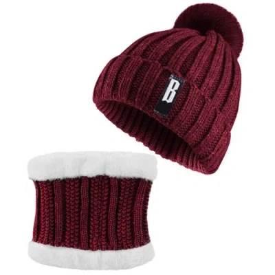 Fresh Fab Finds Winter Beanie Hat Scarf Set Women Warm Knitting Skull Cap Neck Warmer For Walking Running Hiking Cam In Red