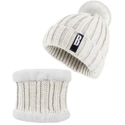 Fresh Fab Finds Winter Beanie Hat Scarf Set Women Warm Knitting Skull Cap Neck Warmer For Walking Running Hiking Cam In White