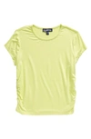 Freshman Kids' Ruched T-shirt In Lime