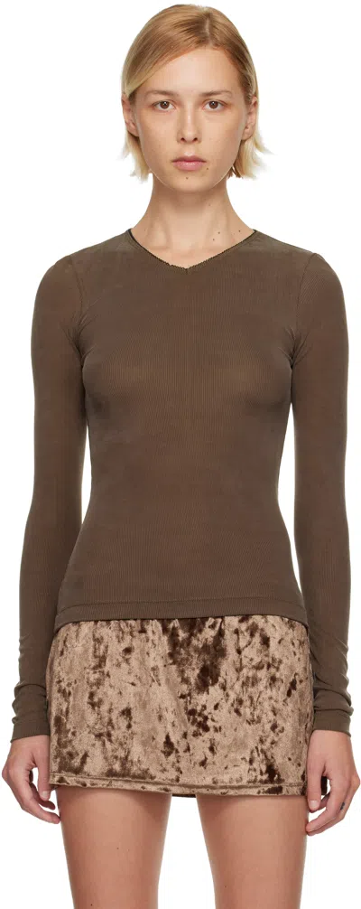 Fruity Booty Brown Second Skin V-neck T-shirt