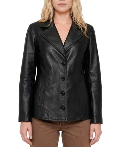 Frye Lambskin Blazer In Black
