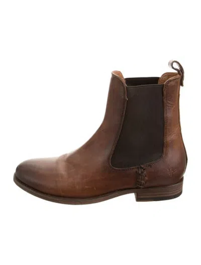 Pre-owned Frye Leather Chelsea Boots In Brown