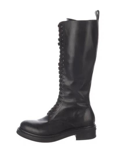 Pre-owned Frye Leather Lace-up Boots In Black