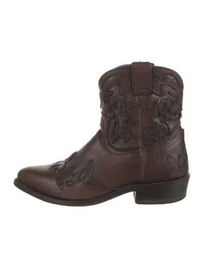 Pre-owned Frye Leather Patterned Western Boots In Brown