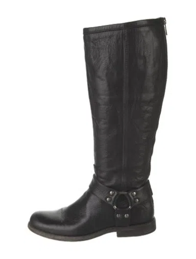 Pre-owned Frye Leather Riding Boots In Black