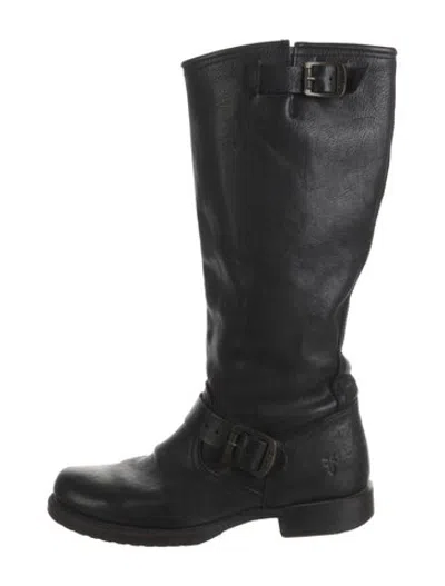 Pre-owned Frye Leather Riding Boots In Black