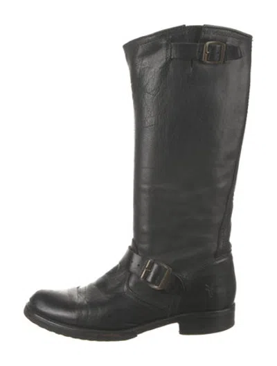 Pre-owned Frye Leather Riding Boots In Black