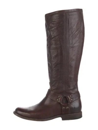Pre-owned Frye Leather Riding Boots In Brown
