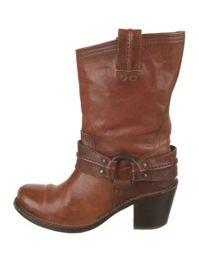 Pre-owned Frye Leather Riding Boots In Brown