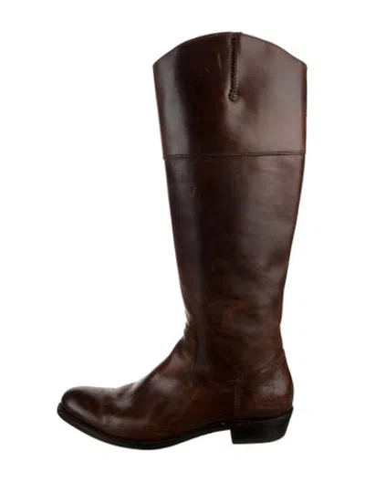 Pre-owned Frye Leather Riding Boots In Brown