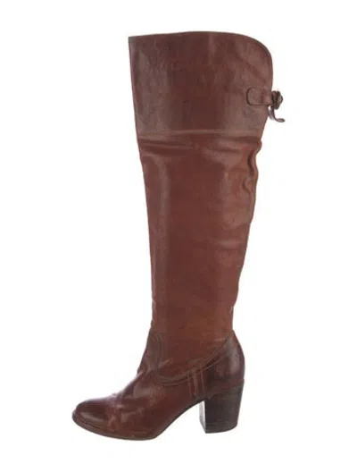 Pre-owned Frye Leather Riding Boots In Brown