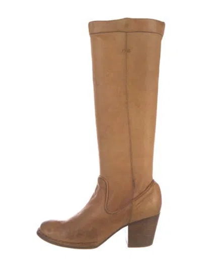 Pre-owned Frye Leather Riding Boots In Neutrals