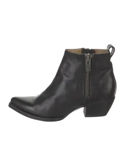 Pre-owned Frye Leather Western Boots In Black
