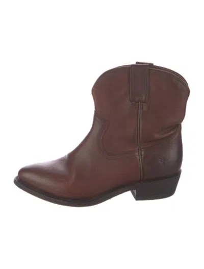 Pre-owned Frye Leather Western Boots In Brown