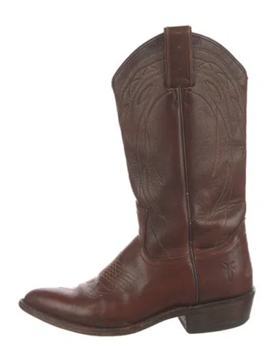 Pre-owned Frye Leather Western Boots In Brown