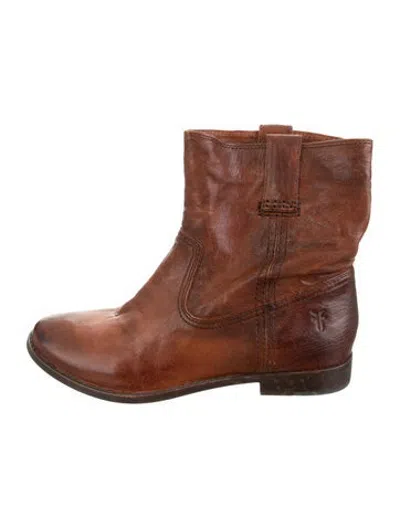 Pre-owned Frye Leather Western Boots In Brown