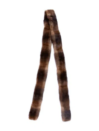 Pre-owned Fur Animal Print Scarf In Brown