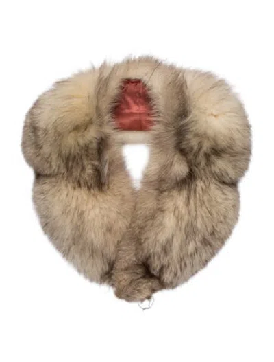 Pre-owned Fur Animal Print Scarf In Neutrals