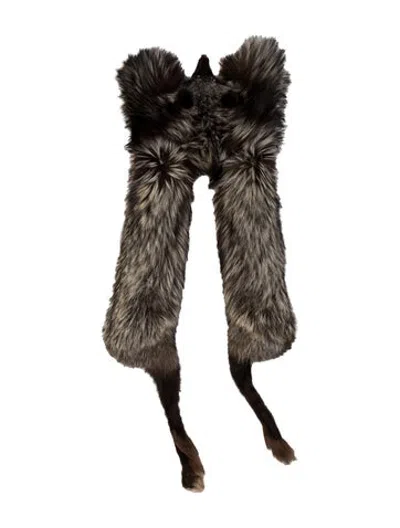 Pre-owned Fur Animal Print Stole In Brown