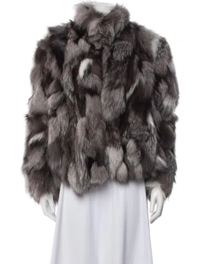 Pre-owned Fur Fox Animal Print  Jacket In Brown