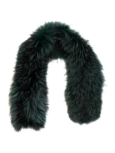 Pre-owned Fur Gray Fox Scarf In Green