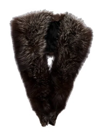 Pre-owned Fur Gray Fox Vintage Shawl In Brown