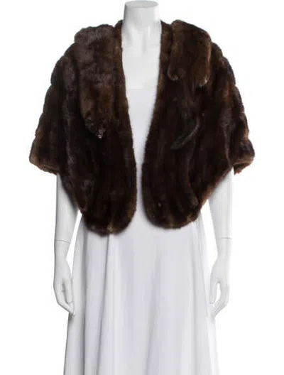 Pre-owned Fur Mink Animal Print Scarf In Brown
