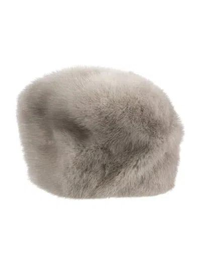 Pre-owned Fur Mink  Hat In Grey