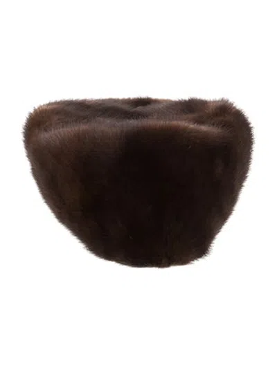Pre-owned Fur Mink Hat In Brown