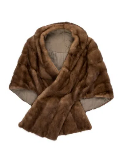 Pre-owned Fur Mink Shawl In Brown