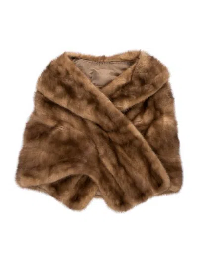 Pre-owned Fur Mink Shawl In Neutrals