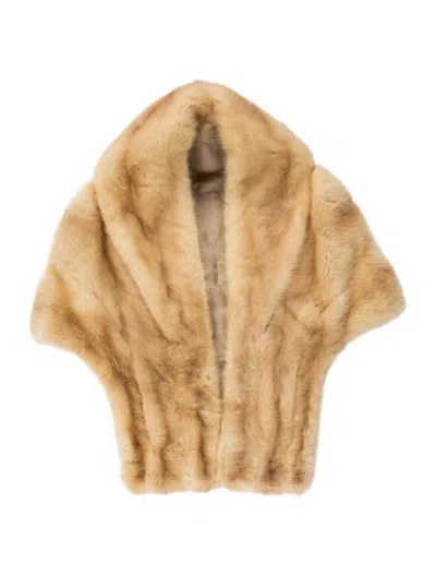 Pre-owned Fur Mink Shawl In Neutrals