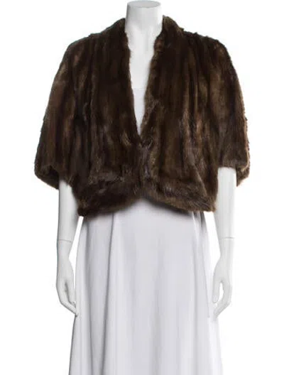 Pre-owned Fur Sable Animal Print Scarf In Brown