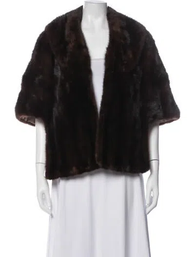 Pre-owned Fur Shawl In Brown