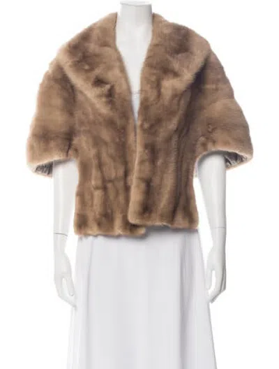 Pre-owned Fur Shawl In Brown