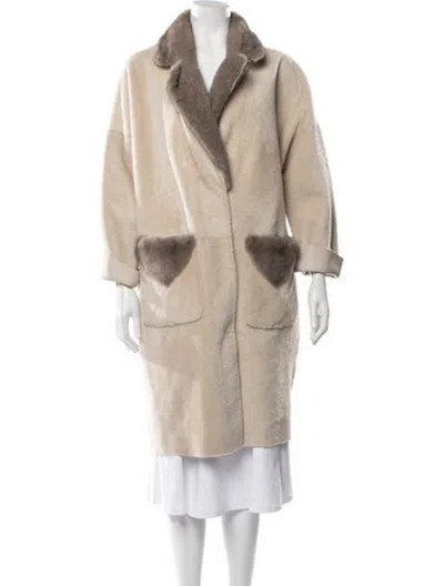 Pre-owned Fur Shearling  Coat In Neutrals