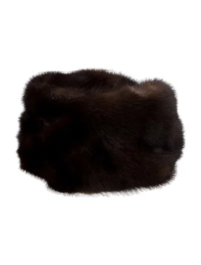 Pre-owned Fur Vintage Mink Pill Box Hat In Brown